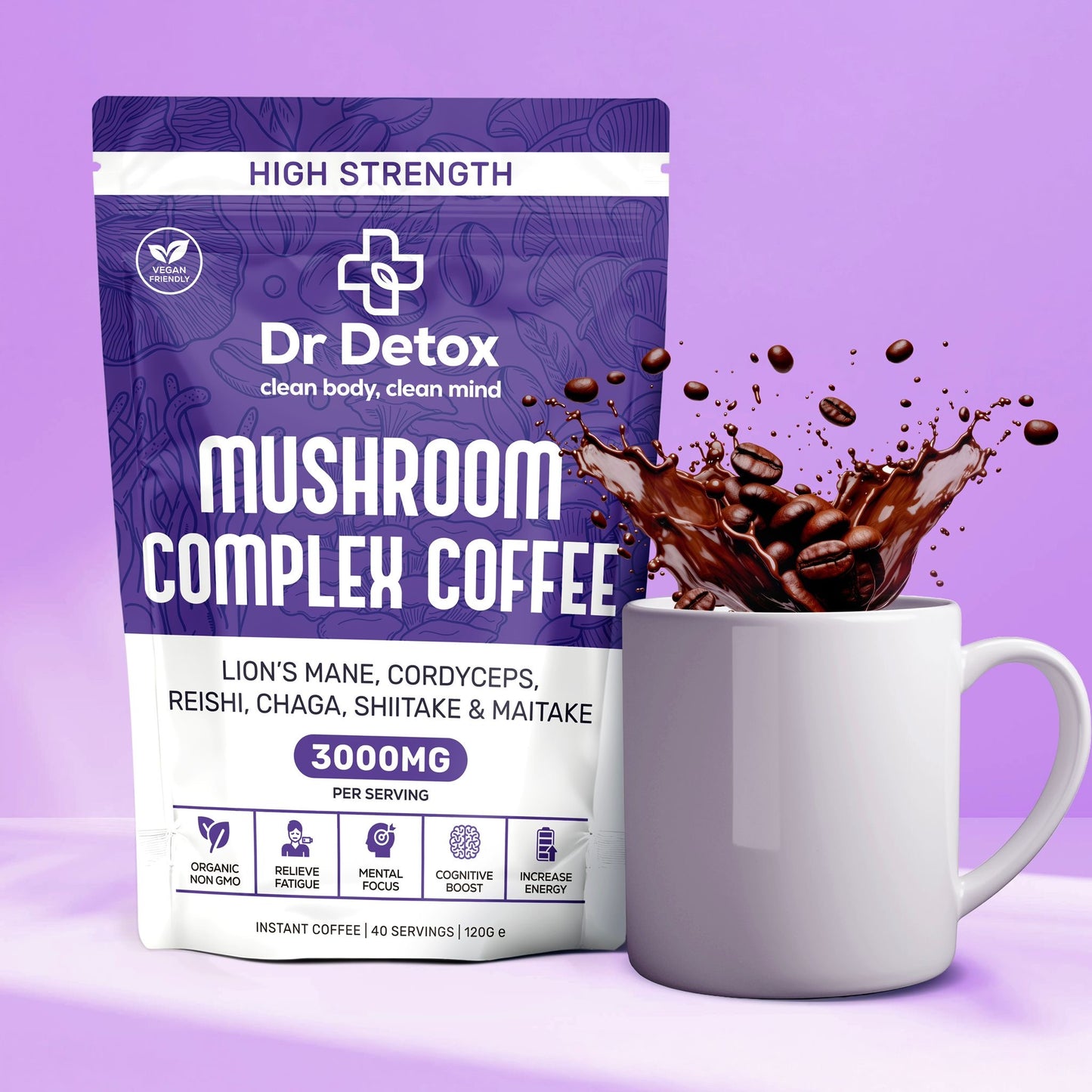 Dr Detox Mushroom Complex Coffee - 3000mg